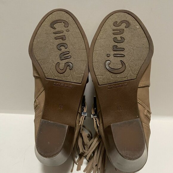Circus By Sam Edelman Size 6.5M Tan Faux Suede Ankle Boots With Fringe Detail - Picture 9 of 11